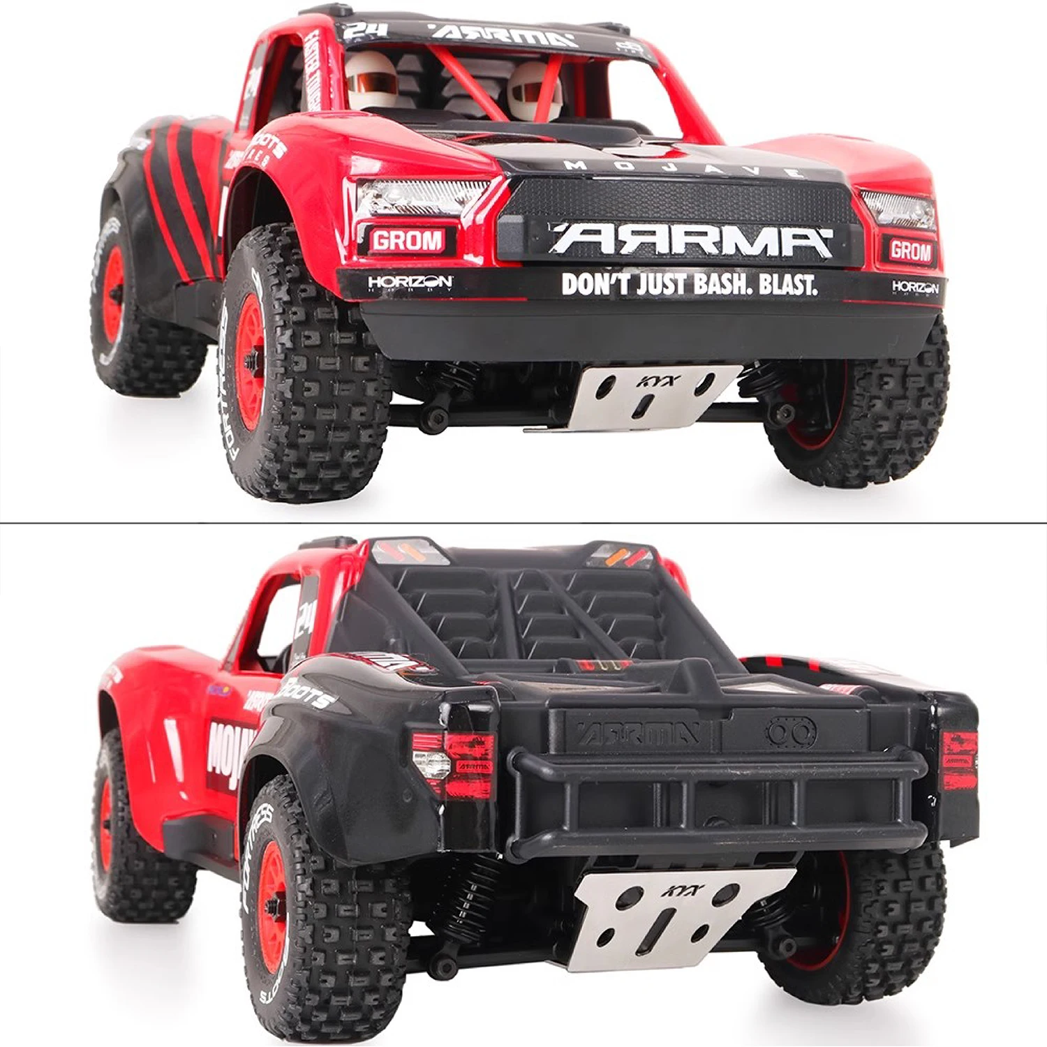 Proteção de armadura de chassi dianteiro e traseiro de metal para peças de atualização de carro Arrma RC 1/14 Mojave Grom