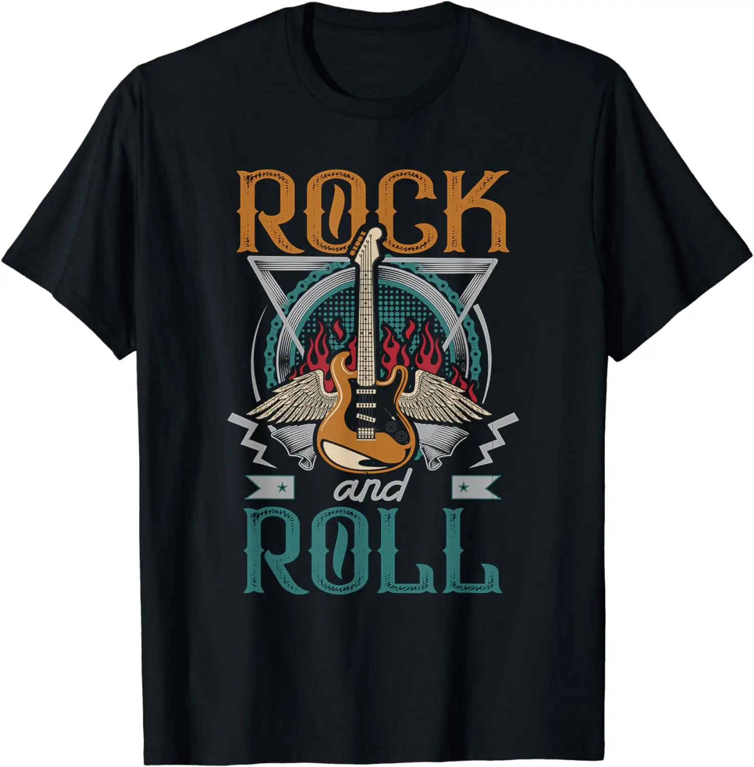 Vintage Retro 80s Rock & Roll Music Guitar Wings T-Shirt  Graphic T Shirts  Men Clothing  Vintage T Shirt  Camisetas