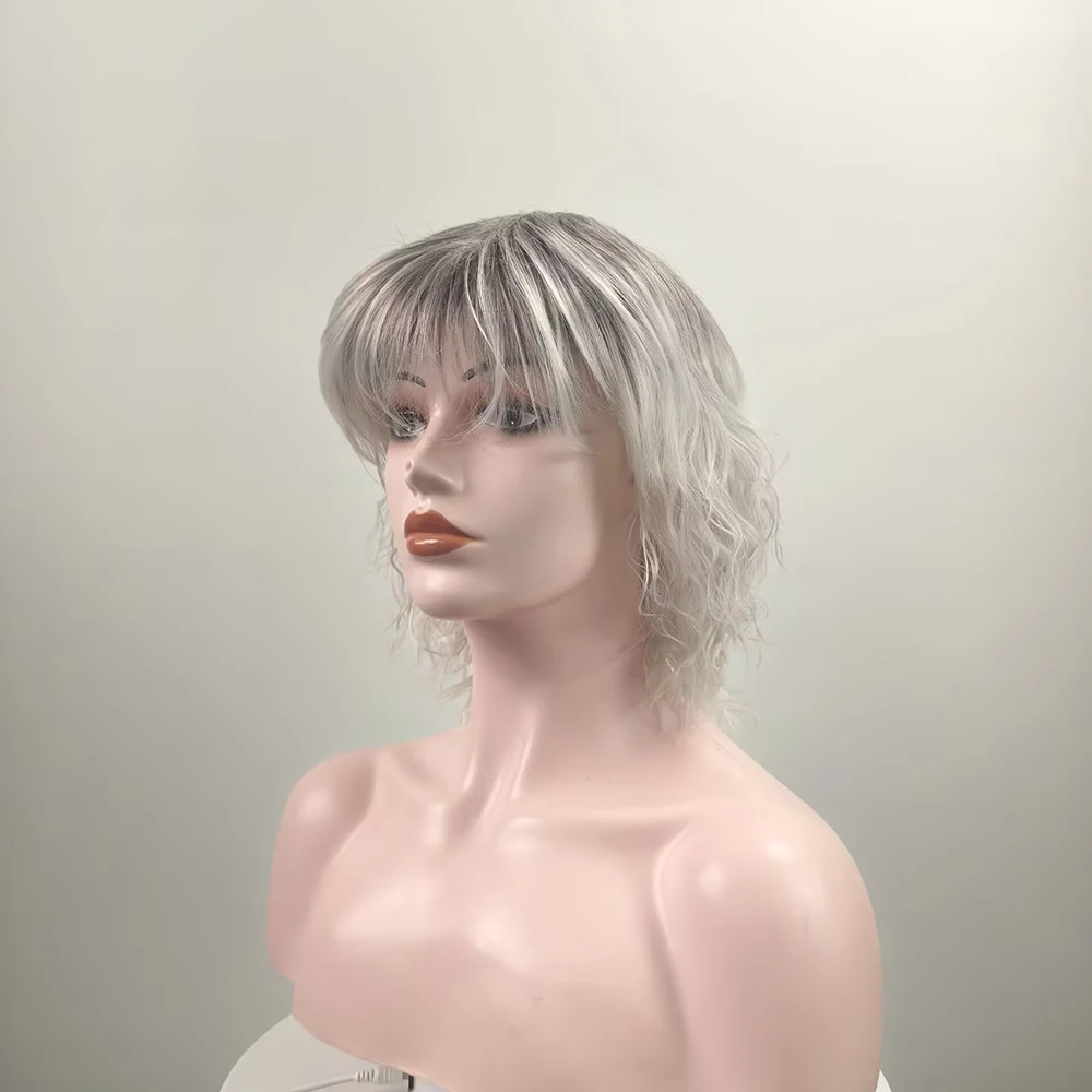 HAIRJOY Synthetic Hair Grey  Wig for White Women Short Curly  Wigs  for Daily Party Use image 4