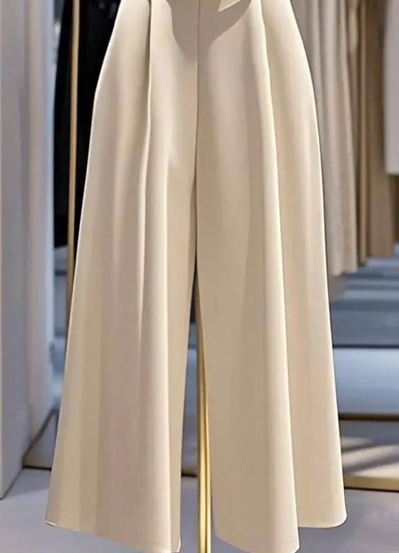 Jumpsuit Satin Elegan untuk Wanita dengan Kerah Lipat Kaki Lebar Romper Kasual Modis