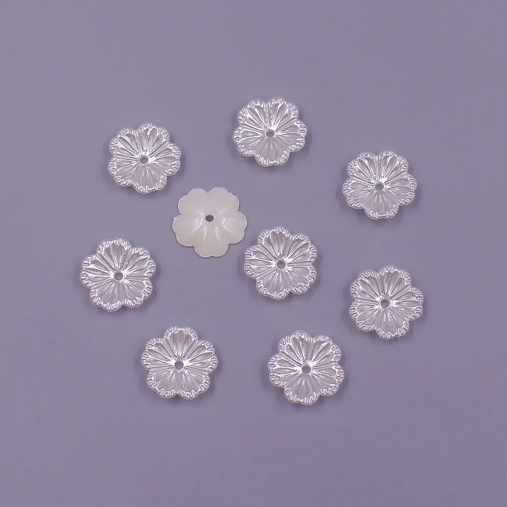 Perles en résine ABS en forme de fleur, demi-rondes, perles plates, bijoux à bricoler soi-même, décoration de scrapbooking, 13mm, 100 pièces