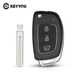 KEYYOU Car Key Shell For Hyundai Solaris ix35 ix45 Series 2 Verna Santa Fe 3 Buttons Flip Folding Remote Fob Case