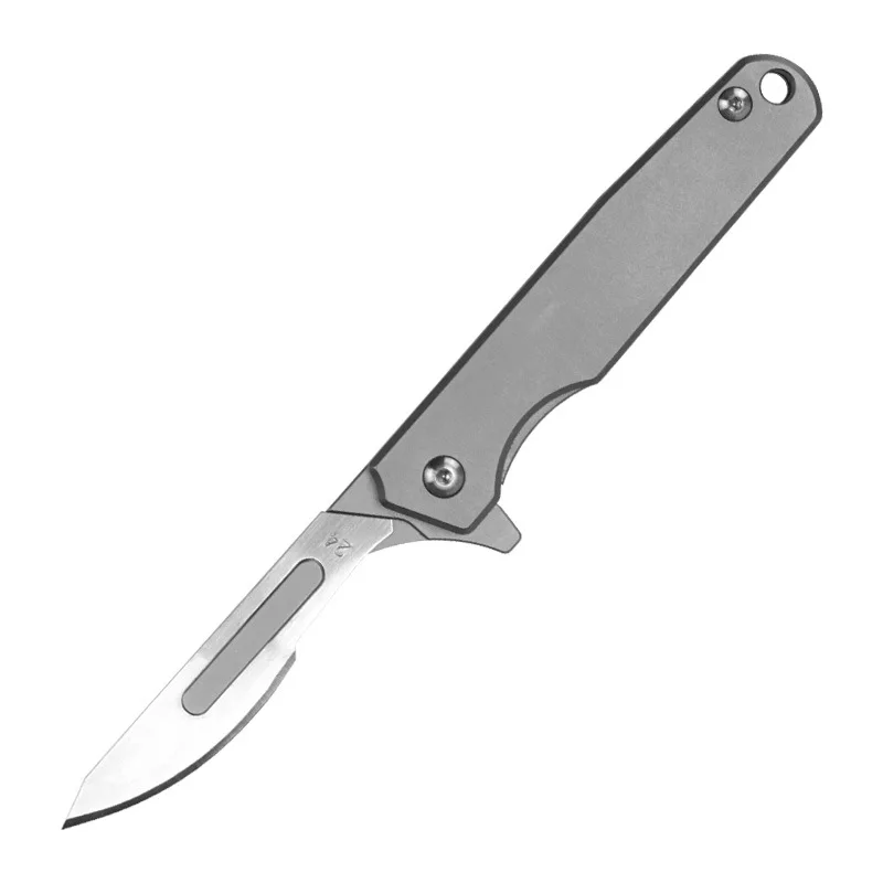 Imagem -06 - Titanium Alloy Mini Folding Knife Bisturi Edc Lâmina Substituível Escultura Gravada Ferramentas Utilitárias Atualização 10 Pcs No.24
