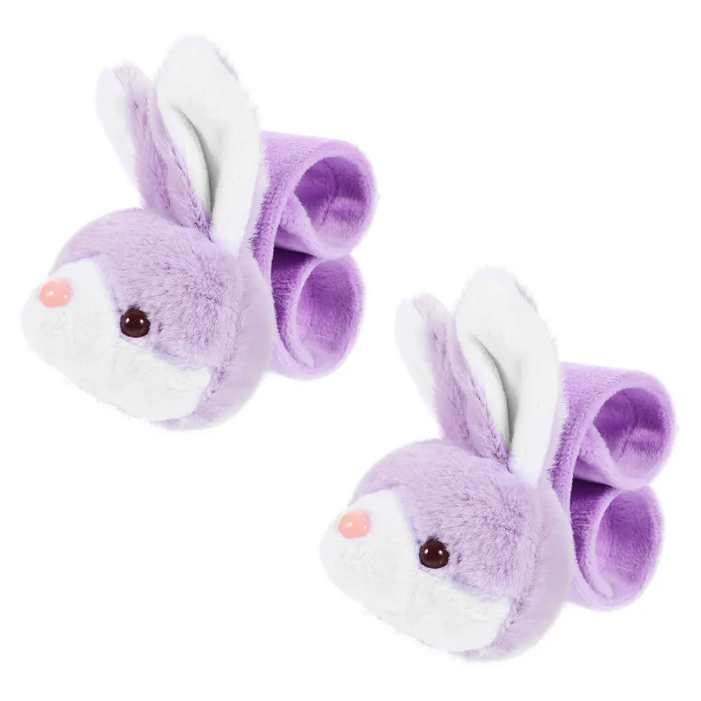 

2Pcs Cartoon Animal Slap Bracelet Soft Skin-Safe Rabbit Pattern Fun Wristband for Party Favors Birthday Decor Snap Bracelet