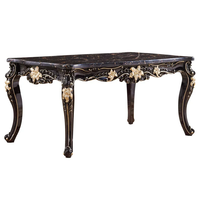 

All solid wood square table wooden surface marble table combination restaurant square dining table