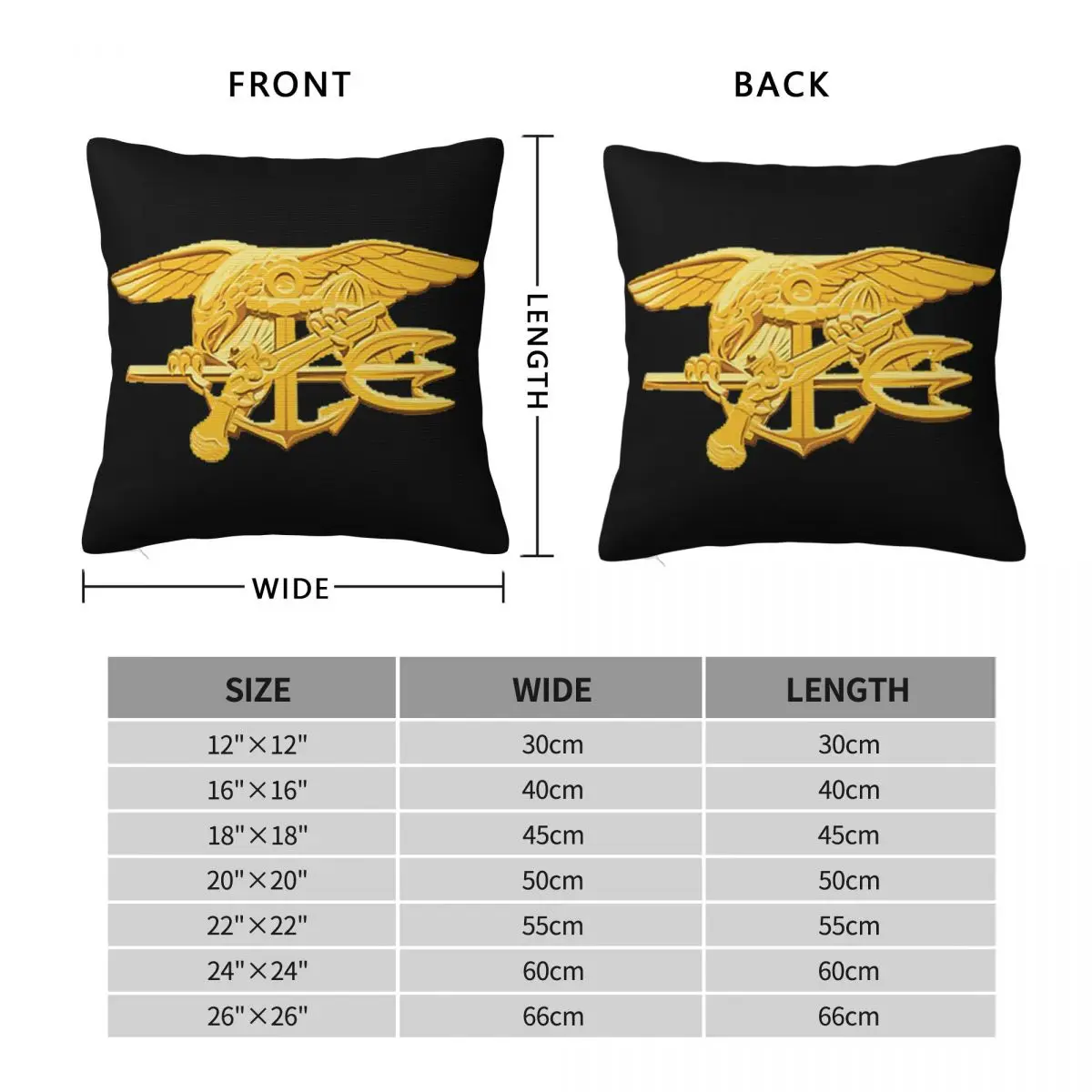 Navy Seals Badge Square Pillowcase Pillow Cover Polyester Cushion Zip Decorative Comfort Throw Pillow for Home Car