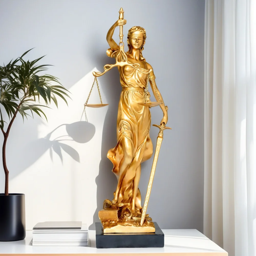 Bronze Lady Justice Statue With Scales Goddess Themis Bronze Sculpture Famous Greek Mythology Figure For Home Decor Ornament