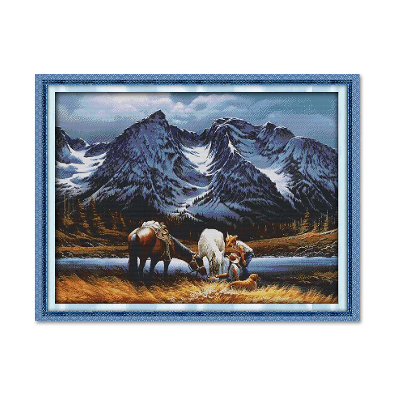 Classic cross stitch living room landscape self-embroidery decorative painting