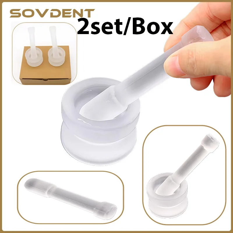 2set Mortar and Pestle Set Mixing Grinding Bowl Kit Glass Pills Crusher Mortar Grinding Bowls Laboratory Grinding + Mixing Tool