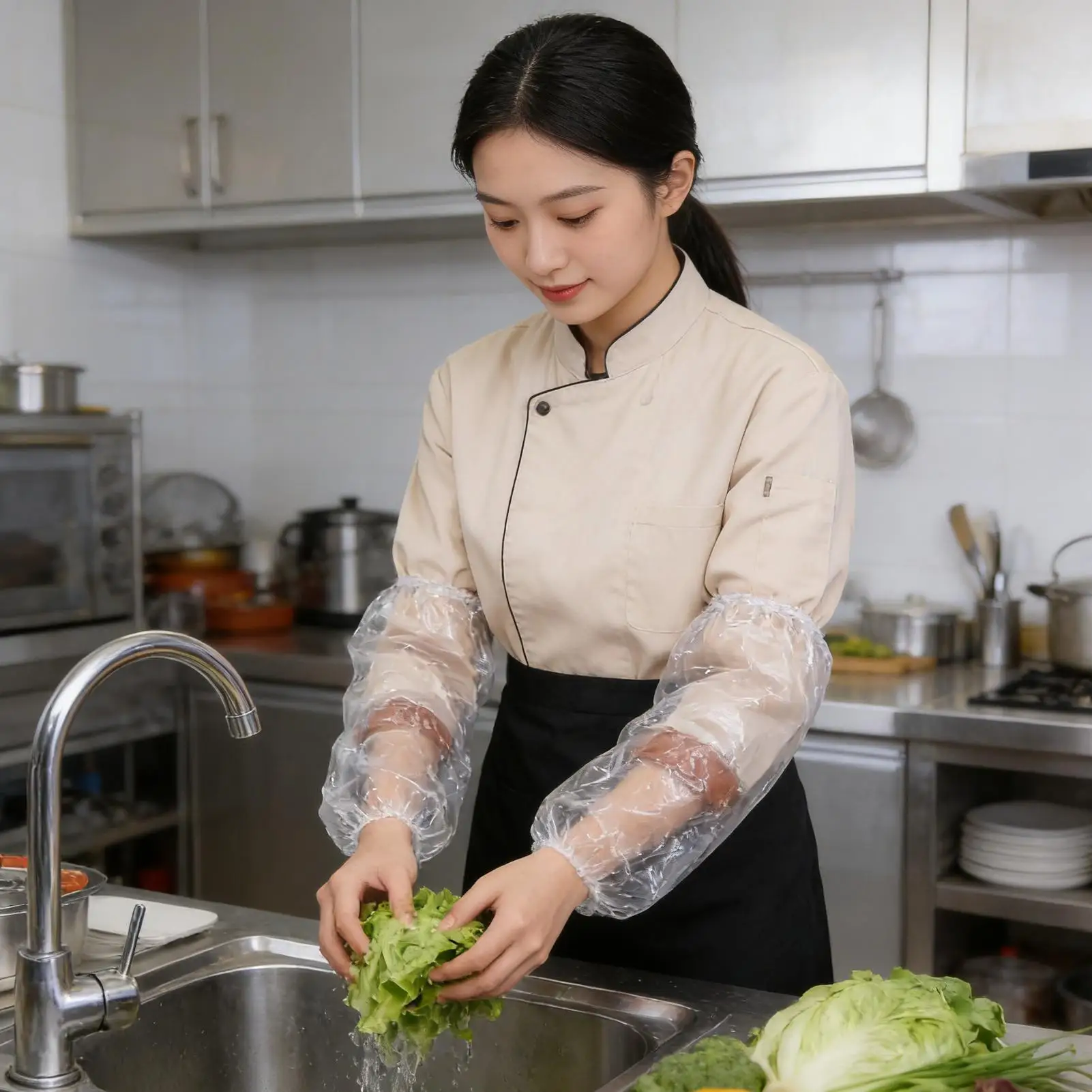 

Arm Protection Sleeves 50 Pieces Oversleeve Cover Waterproof Arm Cover With Elastic Cuff For Repairing Cleaning Painting Cooking