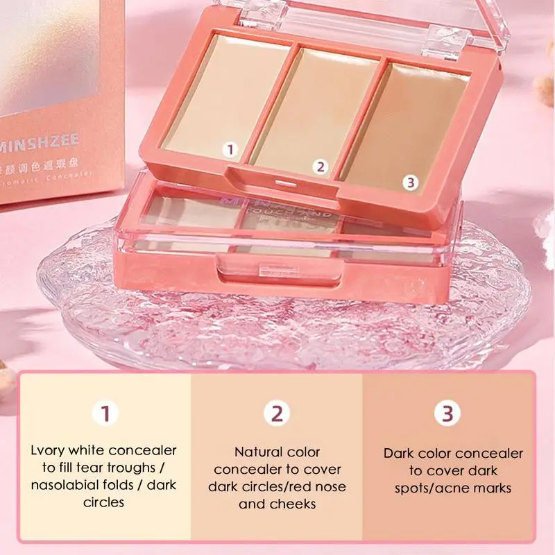 Palette de maquillage anti-cernes, couverture des yeux foncés, 256 points lumineux, éclaircit le teint, crème hydratante pour le visage