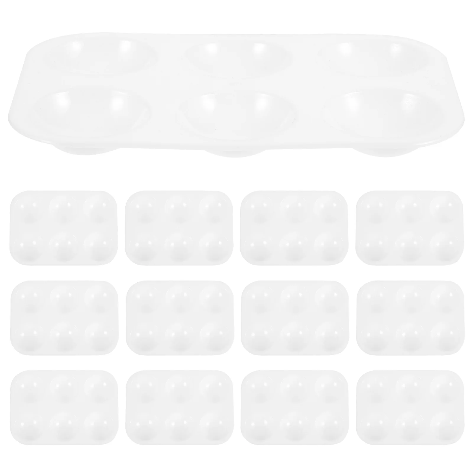 12pcs Creative Plastic Square Six Hole Watercolor Water Mixing Trays (White) set six hole palette white palette