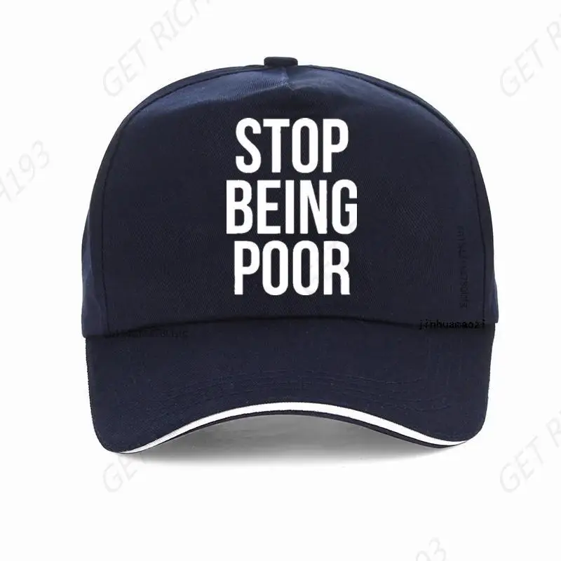 Novelty Awesome Stop Being Poor Christmas Funny Dad Hat Print Graphic Cotton Streetwear Pop Men Adjustable Baseball Cap