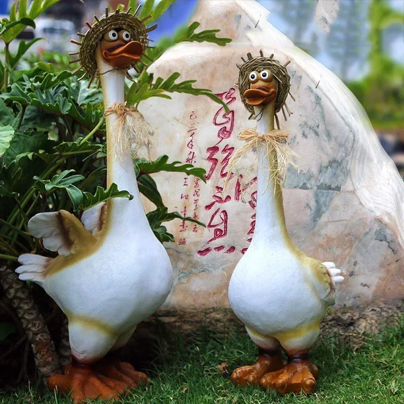 

Pastoral Simulation Animal Accessories Resin Cartoon Duck Ornaments Outdoor Villa Furnishing Crafts Courtyard Garden Decoration