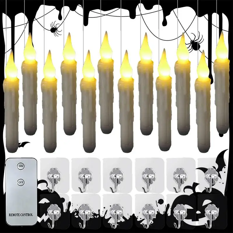 

Batteries Operated Floating Candles 12X Halloween Decoration Flickering Warm Light Candles Battery Operated Candlesticks For