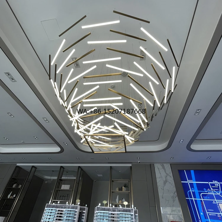 

Modern Designer Custom Large Aluminum Acrylic Luxury Chandelier Pendant Lamp Iron Material for Villa Hotel Lighting Decor