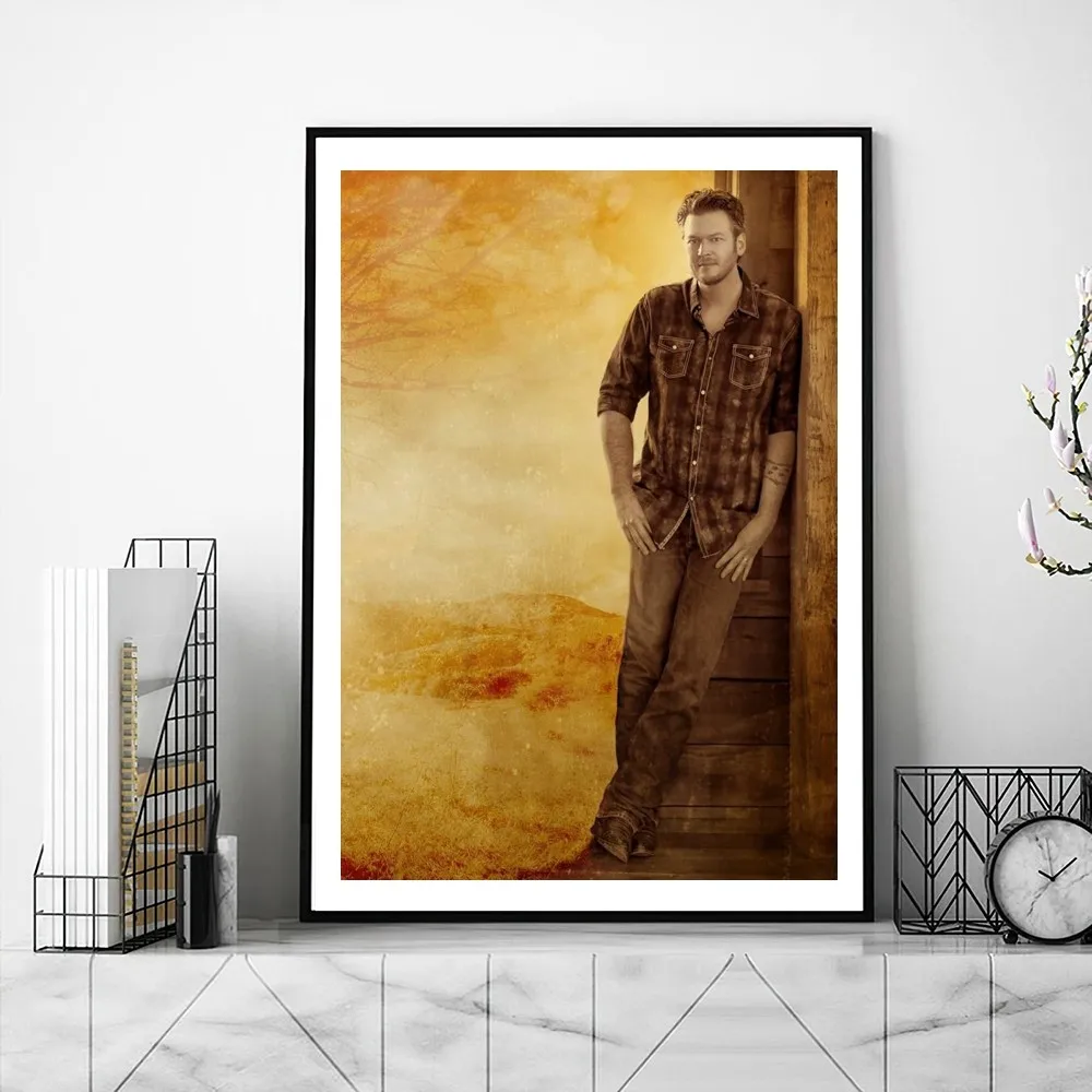 Blake Shelton Singer Poster Gallery Prints Self Adhesive Home Decor Decoration Wall Decals Living Room Sticker