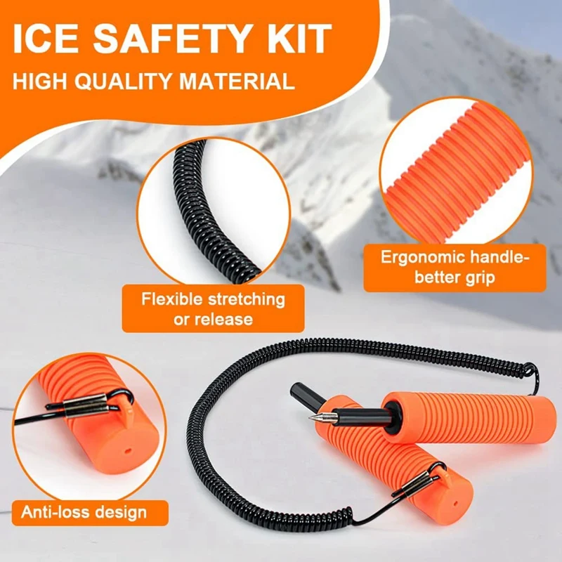 2Pcs Ice Picks Kit Retractable Ice Awls Ice Breaking Accessories Portable Emergency Gears