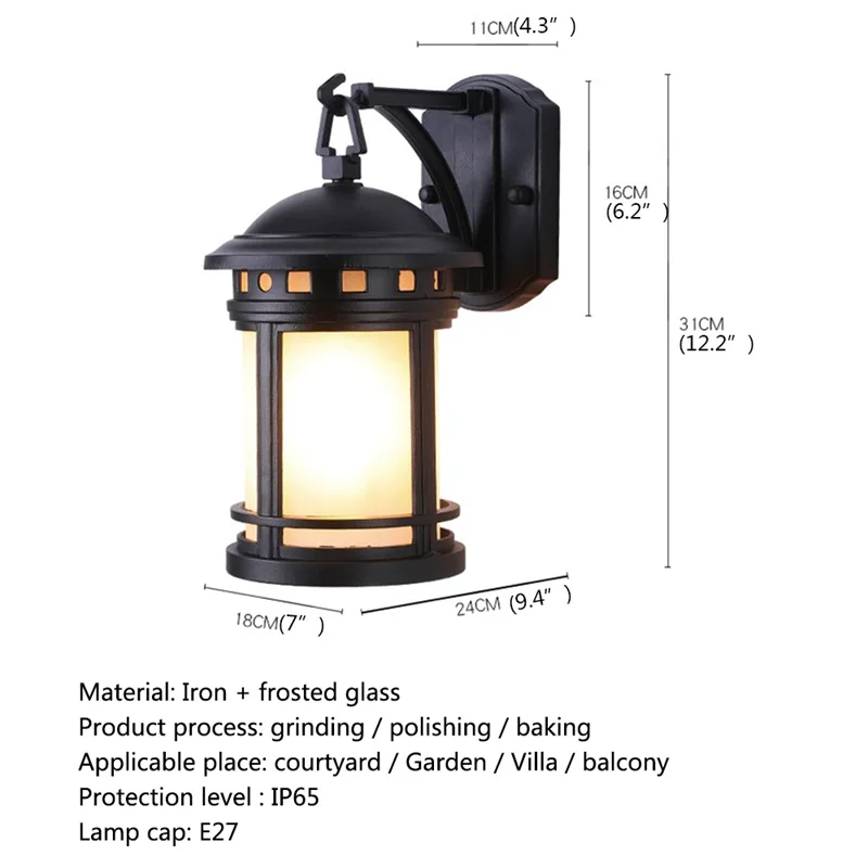 ·TEMAR Outdoor Retro Wall Lamp Classical Sconces Light Waterproof IP65 LED For Home Porch Villa