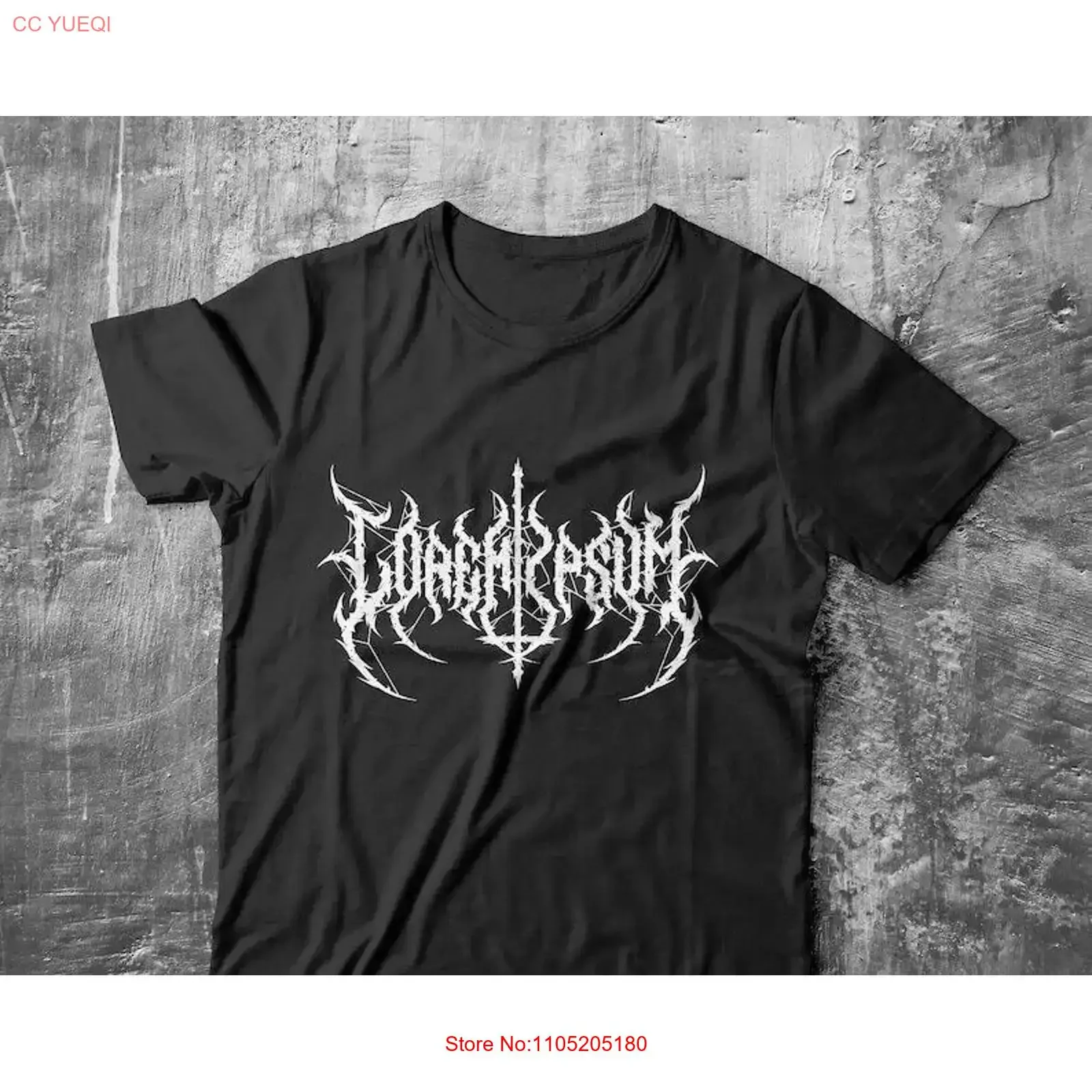 تي شيرت Lorem Ipsum بشعار فرقة معدنية للمصممين وأكمام طويلة من Metalh قمة الموضة المغسولة للارتداء اليومي #1