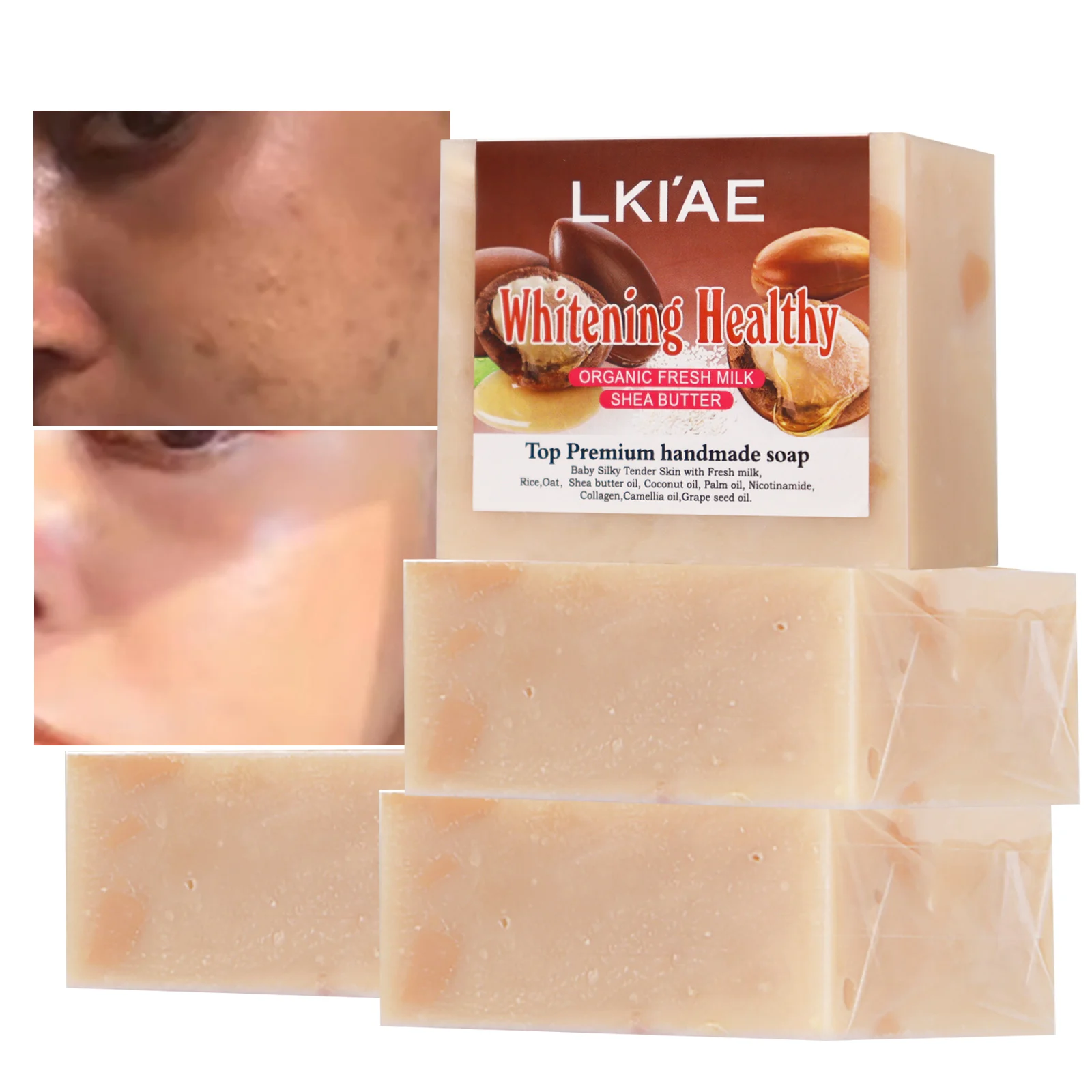 

Whitening Organic Fresh Milk Soap, Handmade Soap Bar For Face, Deep Cleansing, Smooth Skin With Shea Butter, Oats, 150g