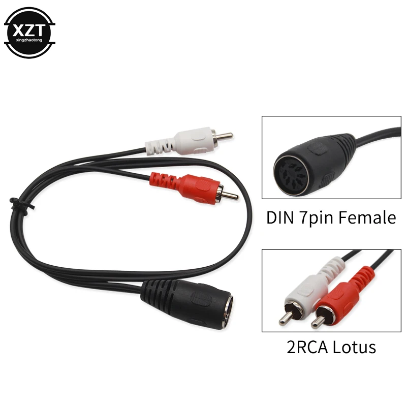 DIN 7-Pin kobieta wtyczka do podwójnego 2 RCA Phono męska wtyczka Adapter Audio przewód kabel 50cm/100cm