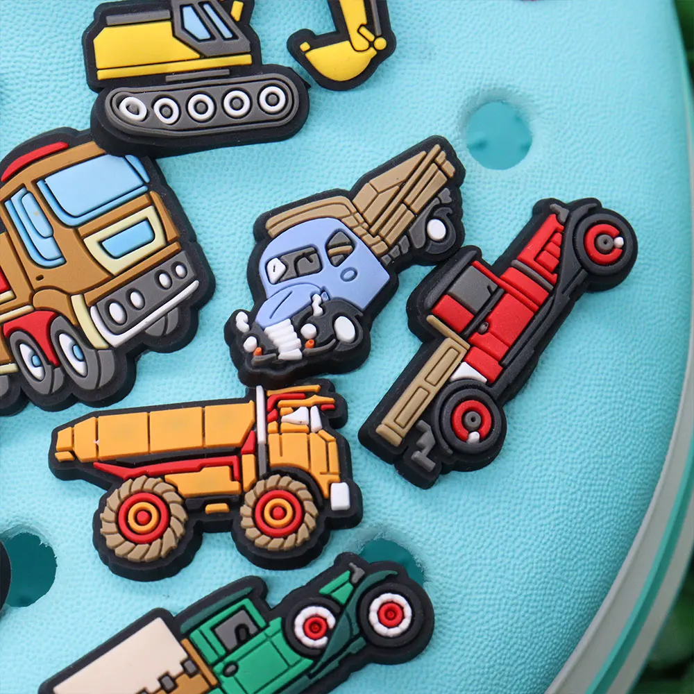 5-20PCS Vehicles Motorcycle Engineering Car Rocket Taxi Plane PVC Shoe Charms For Clogs Pin Sandals Shoes Accessories Decoration