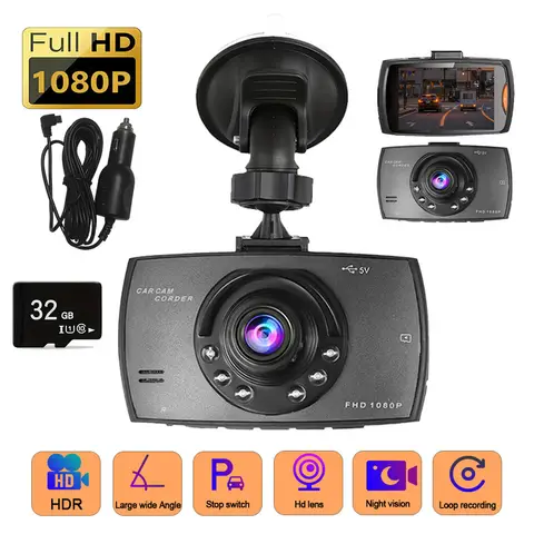 Full HD DVR dashboard camera, 1080P tachograph, driving recorder, cycle recording, night vision, wide Angle camera