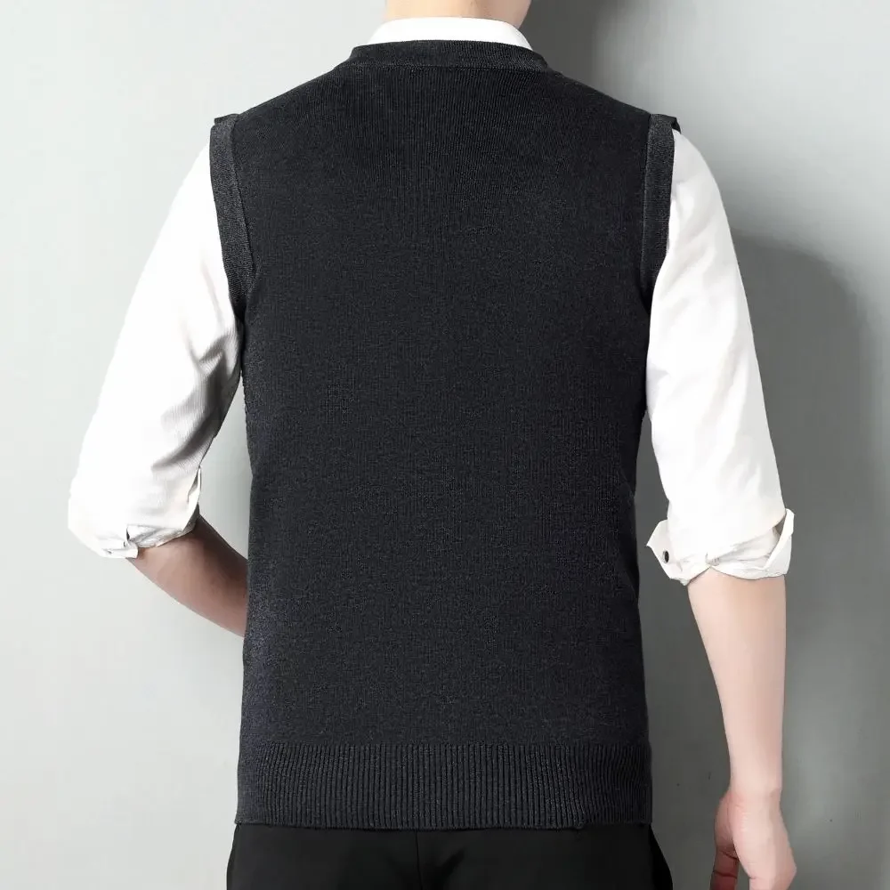 Fashionable Minimalist Warm Knitted Vest Men's Casual Sleeveless Sweater Skin Friendly Soft Comfortable Top W5684