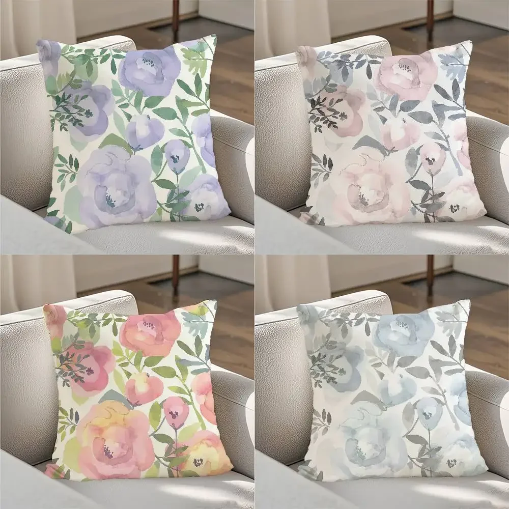 

Hot Sale TOP1 Retro Flowers Pillow Case Luxury Double-sided For Car Pillows 45x45 Cushions Cover Home And Decoration Sofa Pillow