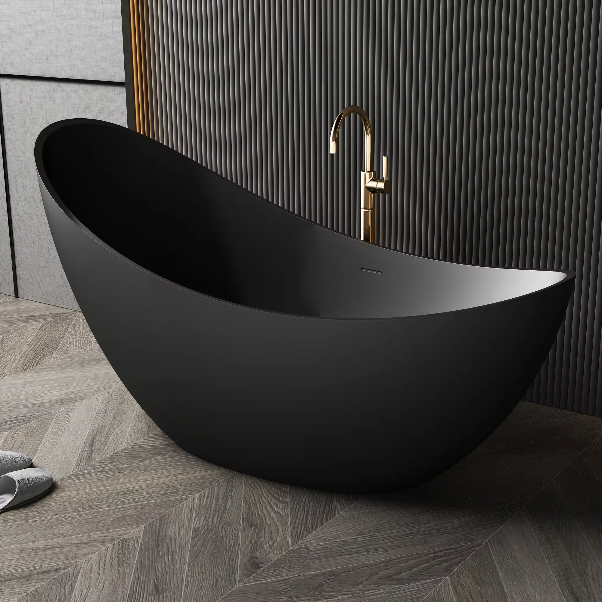 Bathroom Bathtub,Luxury Freestanding Stone Solid Surface Stone Resin Bathtub Matte White Popular Stone Oval Bathtub Moon Shape