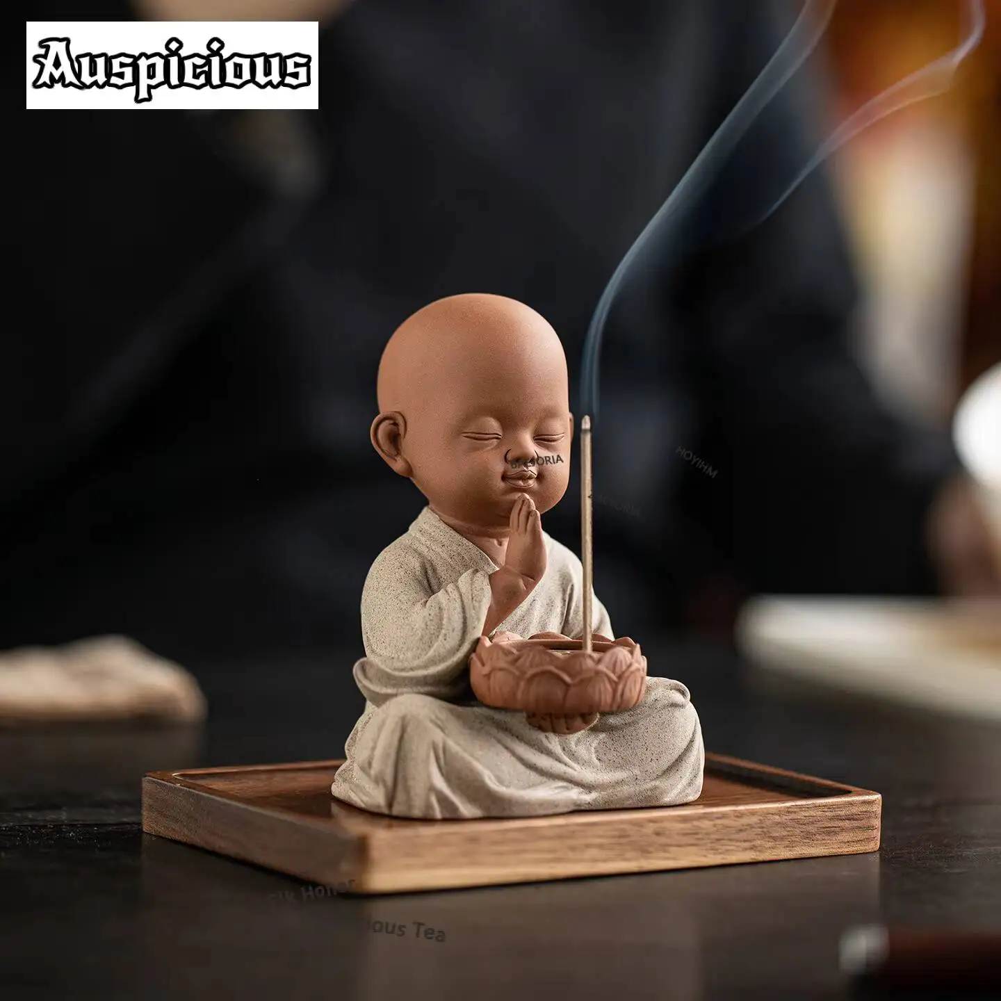ZAEYORIA Zen Little Monk Ceramic Tea Pet Incense Burner Aesthetic Lucky Model Tea Figurine Play Toys Tea Statue Ornament Teaware