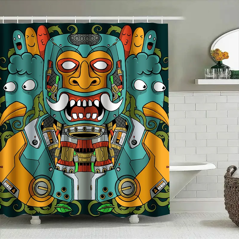 

Tuniu Cool Japanese Oni Monster Shower Curtain Funny Room Decor Unique Art Wall Hanging Gift for Men Women