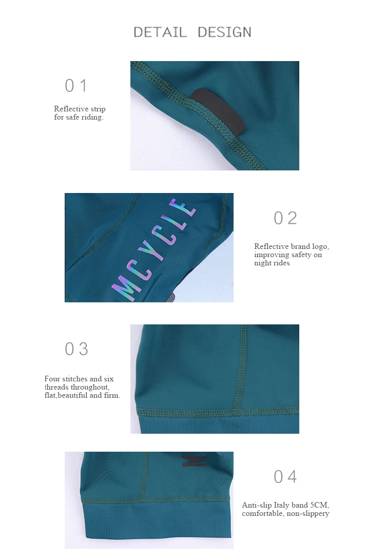 Mcycle Nahtlose gepolsterte Fahrrad-Trägerhose für Damen, atmungsaktiv, schnell trocknend, Sport-Shorts, anpassbare Fahrrad-Strumpfhose im Großhandel – Detail 5
