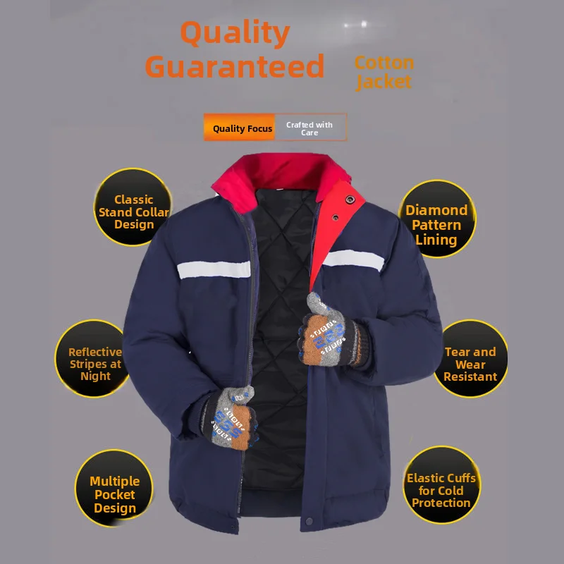 Giacca da Lavoro Invernale in Cotone Spesso da Uomo, Collo Alto, Vestibilità Ampia, Abbigliamento Protettivo per Lavoratori