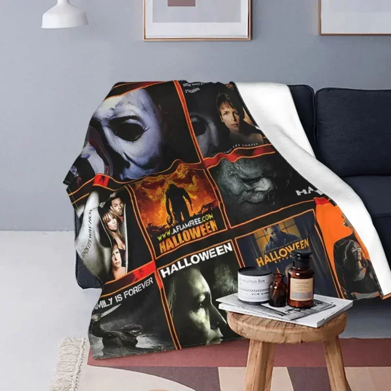 Newest Horror Moive Fleece Spring Autumn Terror Halloween Michael Myers Soft Throw Blanket for Bed Travel Rug Piece