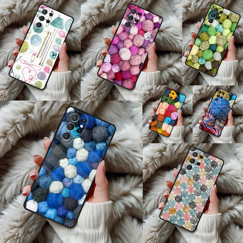 Sewing Knitting Crochet Phone Case For Samsung Galaxy S24 S25 S26 Ultra S22 S23 Plus S21 S20 FE Note10 TPU Cover