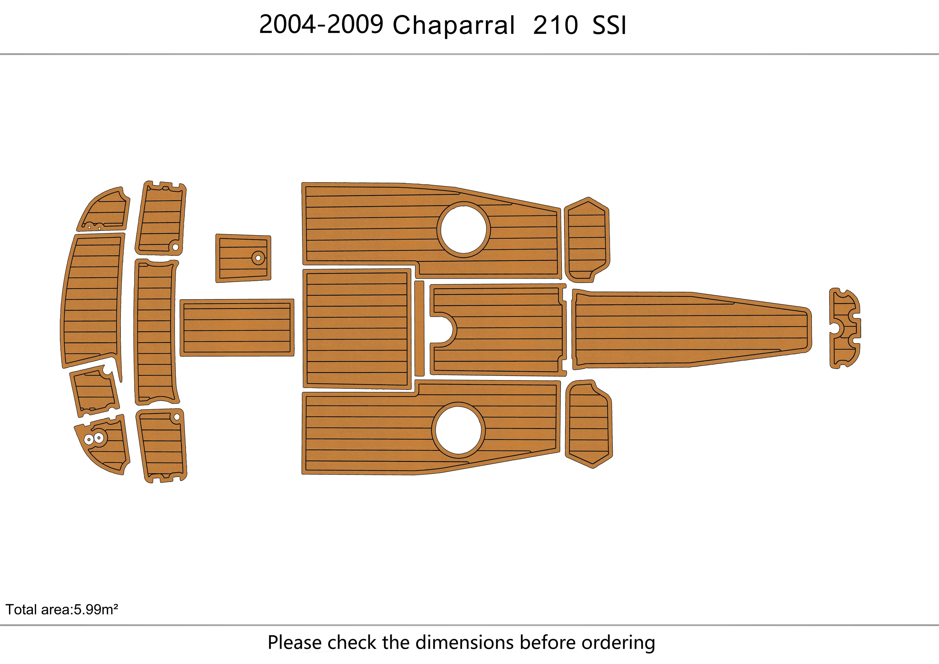 Eva foam Fuax teak seadek marine floor For 2004-2009 Chaparral  210 ssi Cockpit Swim platform bow 1/4