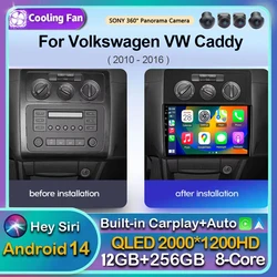 Android14 Carplay Auto Car Radio For Volkswagen VW Caddy 2010-2016  Multimedia Player GPS Stereo DSP WIFI