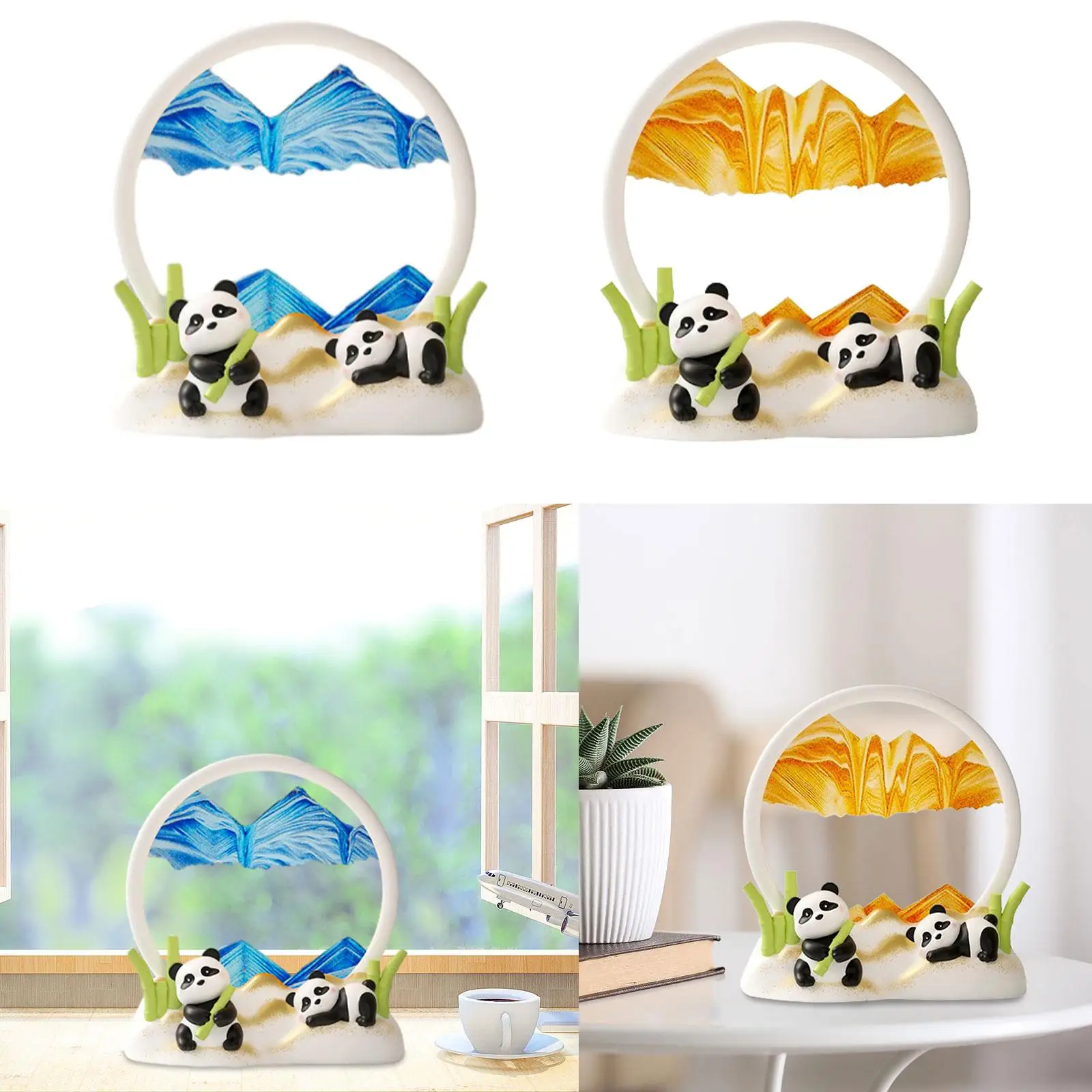 

Panda Statue Creative Moving Sand Art Picture for Cafes Bedroom Bookshelves