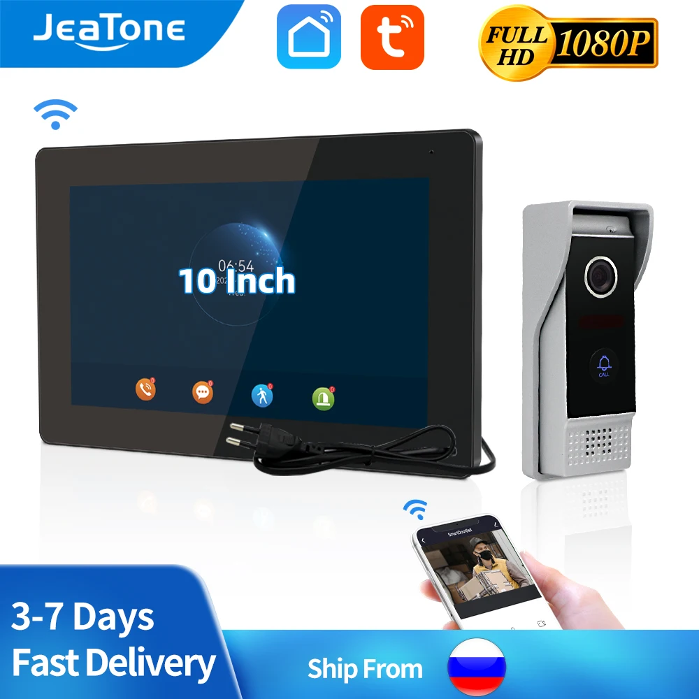 

Jeatone 10 дюймов видеодомофон для дома 1080P дверной звонок с камерой Wifi беспроводной домофон в частный дом проводной дверной телефон