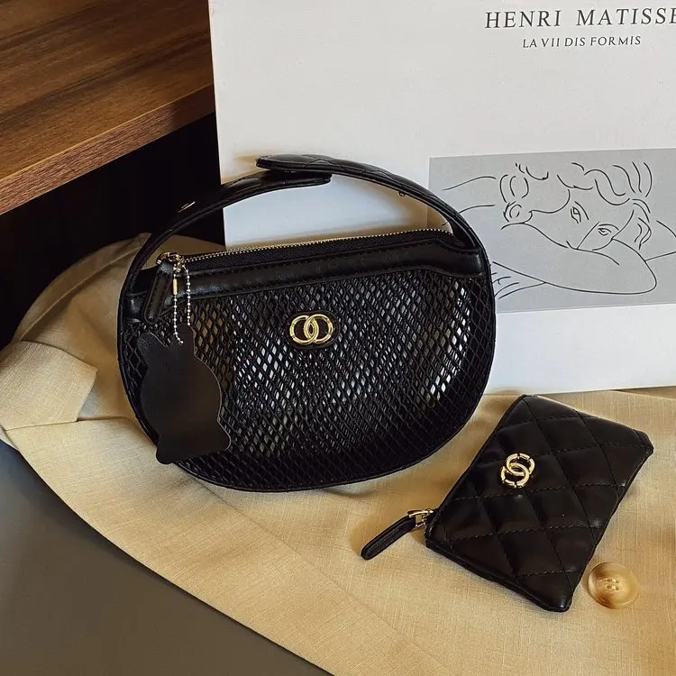 2025 جديد! حقيبة منسوجة من Hula Hoop Xiaoxiangfeng - قماش شبكي مجوف للجدة Xiang، سلسلة كروس/تحت الإبط للنساء #6