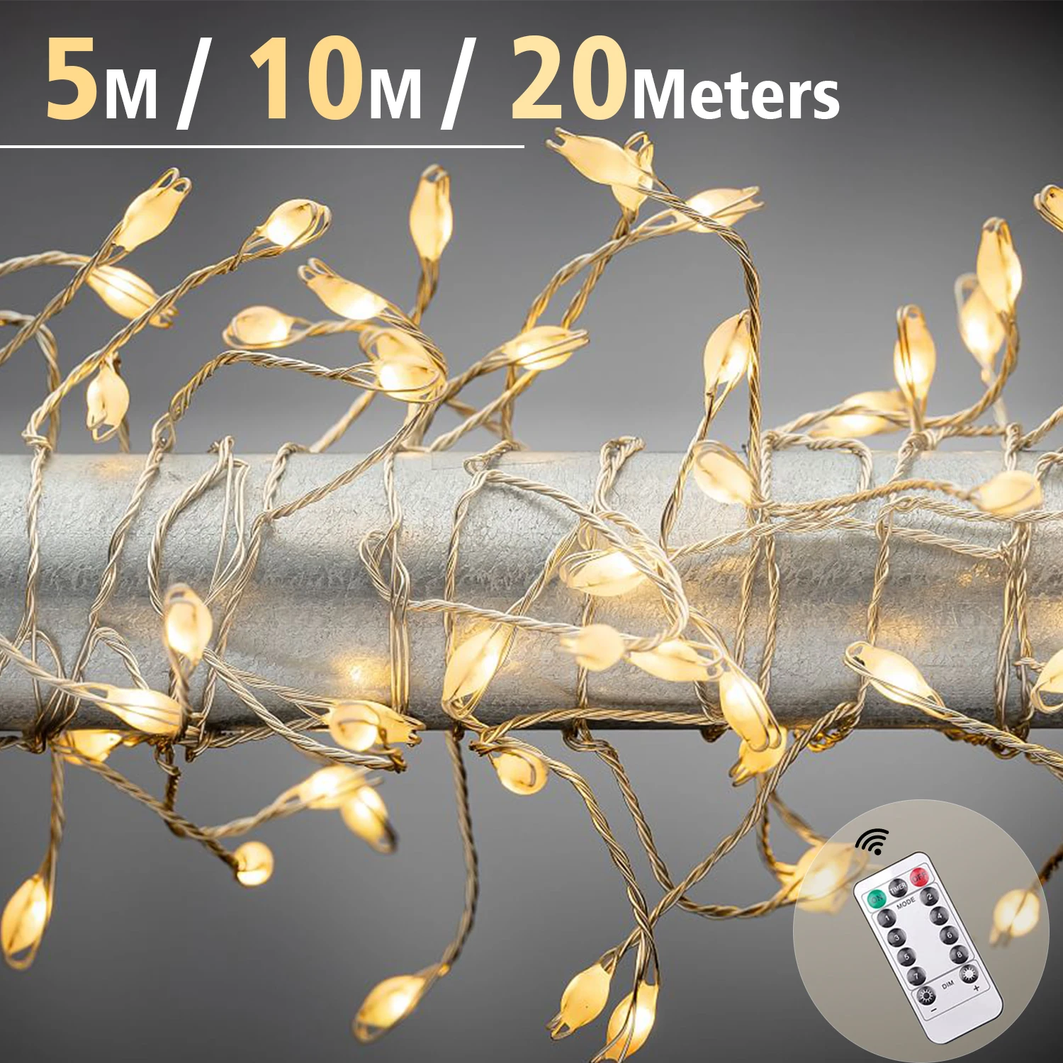 

100/200 LED Cluster Christmas String Lights Indoor Outdoor Decoration Garden Tree EU Plug Wedding 220V Holiday Lighting Party