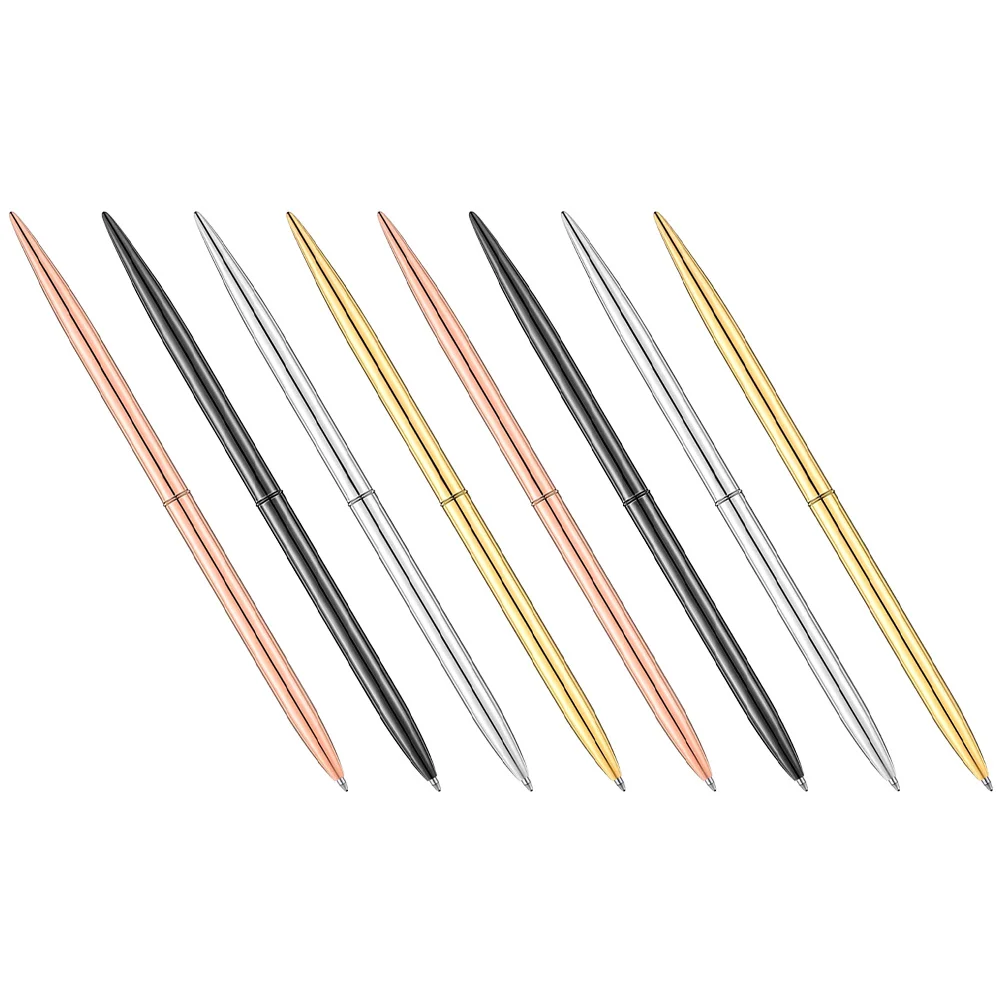 

8pcs Plastic Desk Display Ballpoint Pens Portable Metal Sign Pens For Office School Stationery Lightweight Writing Pen Smooth