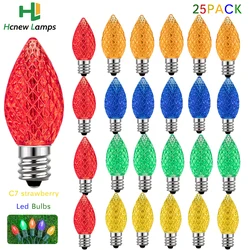 25PCS C7 Strawberry Multicolor String Light Replacement Bulbs E12 EU US 0.6W LED Light Bulb for Street Garland Patio Party Decor