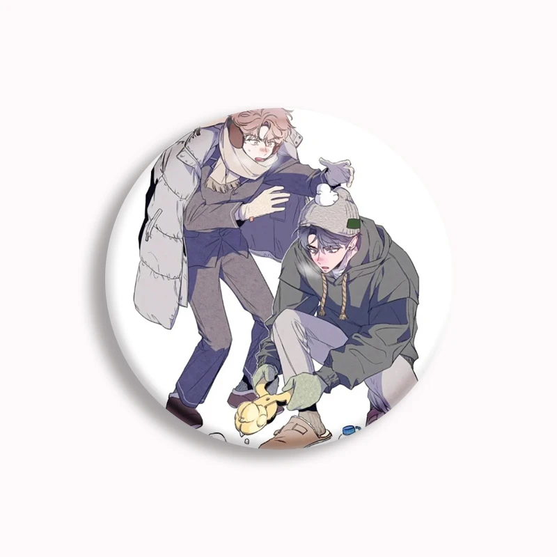 Korean Manwha BL Anime Low Tide in Twilight Button Pin Cartoon Choi Ilkyung Lee Joobin Characters Brooch Badge Fans Collect 58mm