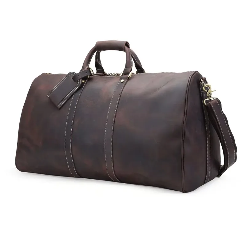 Factory Supply Wholesale Custom Top Grained Leather Sports Tote Bag Leather Travel Duffel Bag Leather Fitness Bag