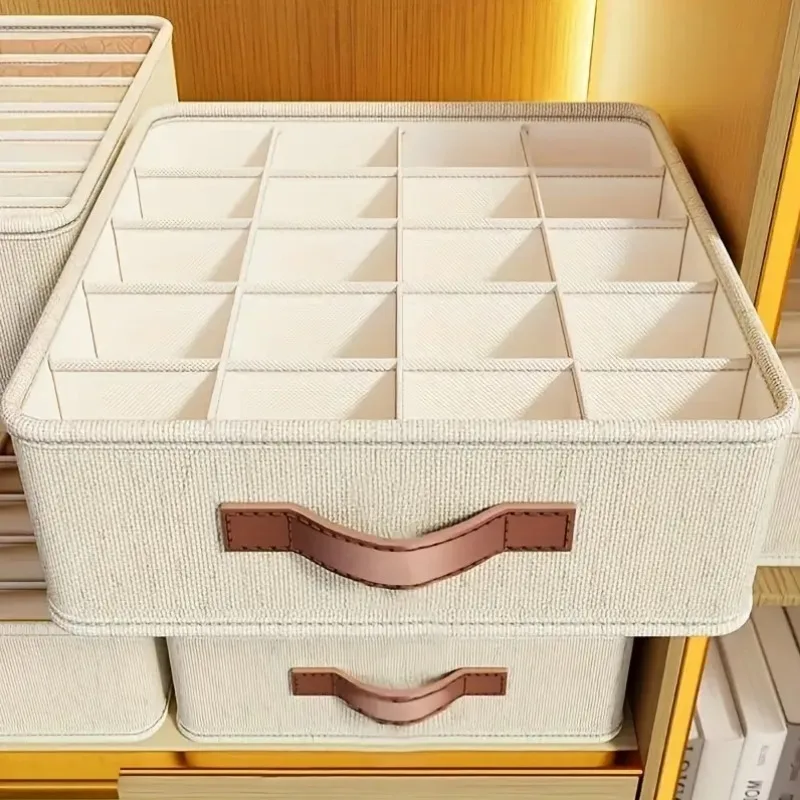 

1/2 Pcs Beige Foldable Drawer Organizer Stackable Fabric Storage Bin Socks Underwear Bras Accessories Closet Organizers Storage