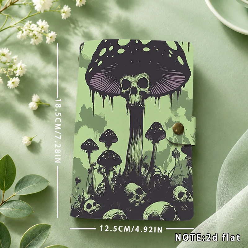 Gothic Mushroom Skull Print Notebook Snap Button Journal A6 Diary Book Gift for Gothic Lovers Birthday Present Scrapbooking Stat