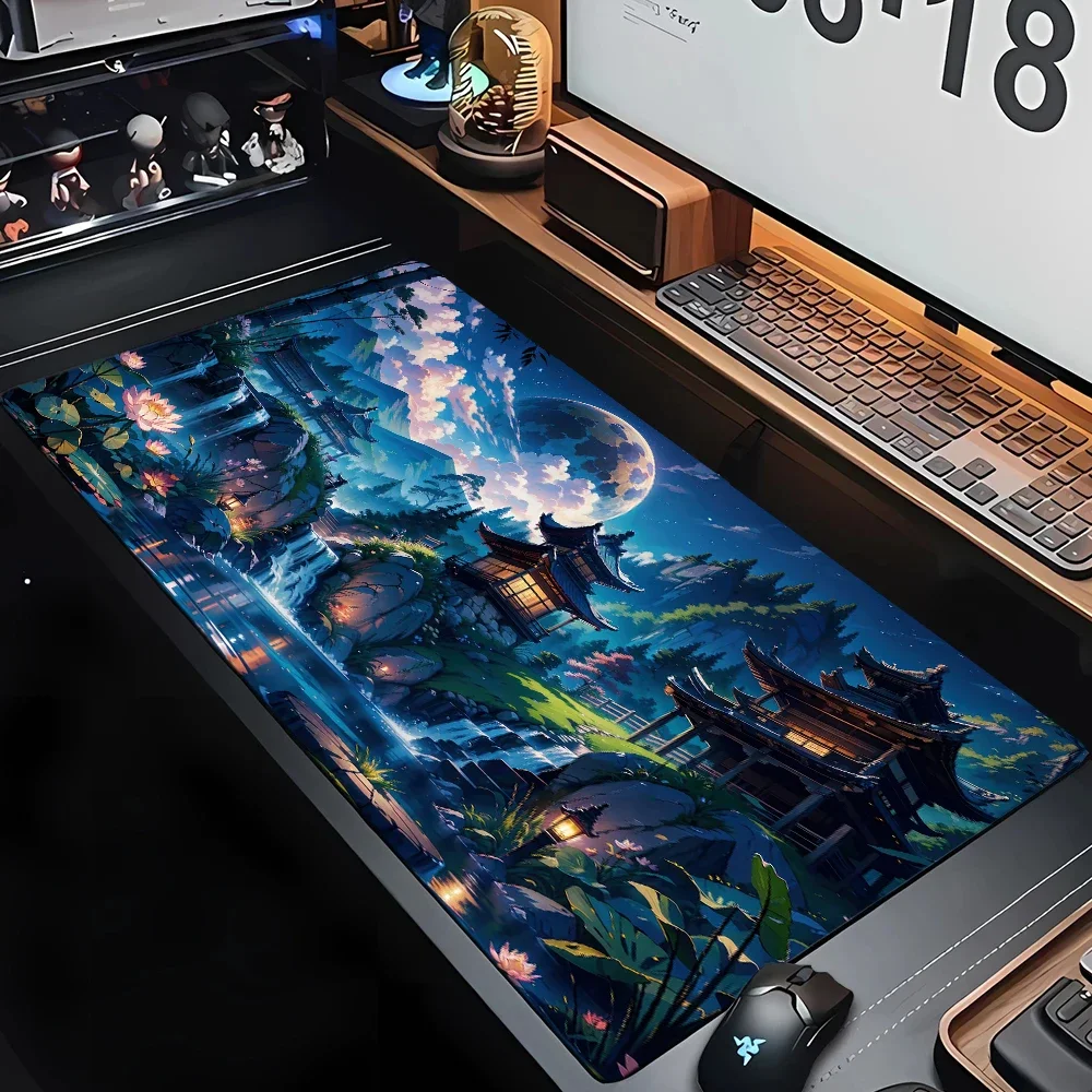 Sakura Moon Landscape Mouse Pad Large Computer Office Game Table Mats HD XXL Rubber Anti-slip Gaming Keyboard Mat Long Desk Pads